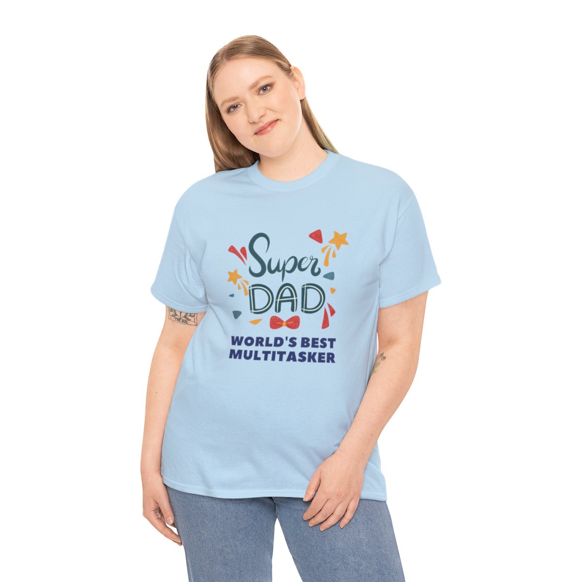 Super-dad: World's Best Multitasker: Unisex Heavy Cotton Tee - Image 147