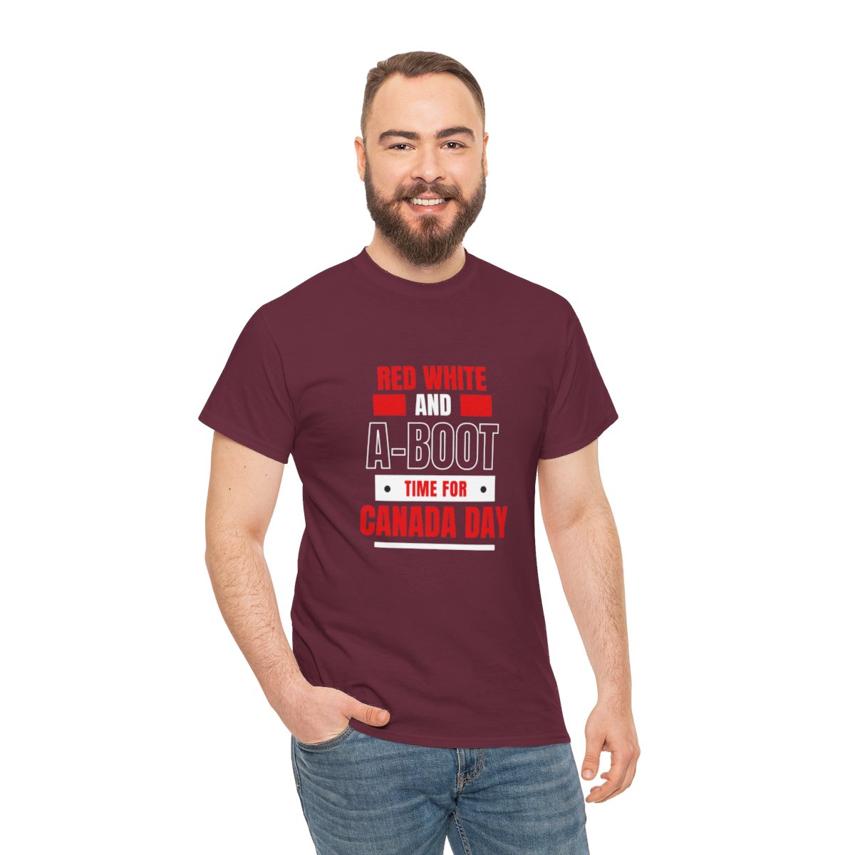 Red White And A-Boot Time for Canada Day: Unisex Heavy Cotton Tee - Image 40