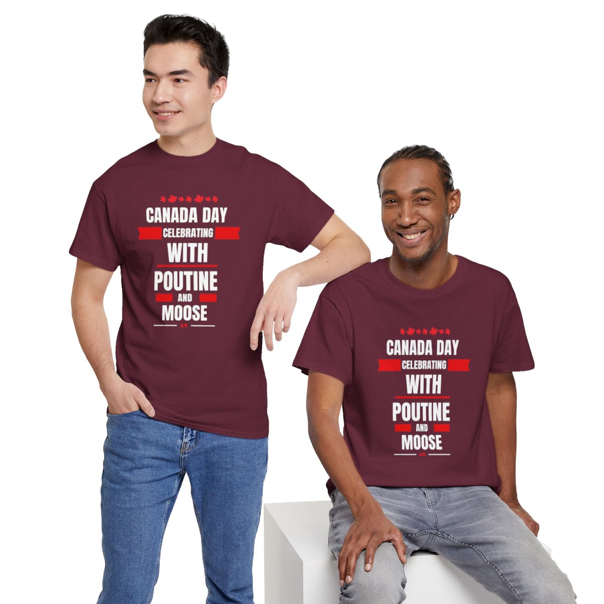 Canada Day: Celebrating With Poutine & Moose: Unisex Heavy Cotton Tee - Image 80