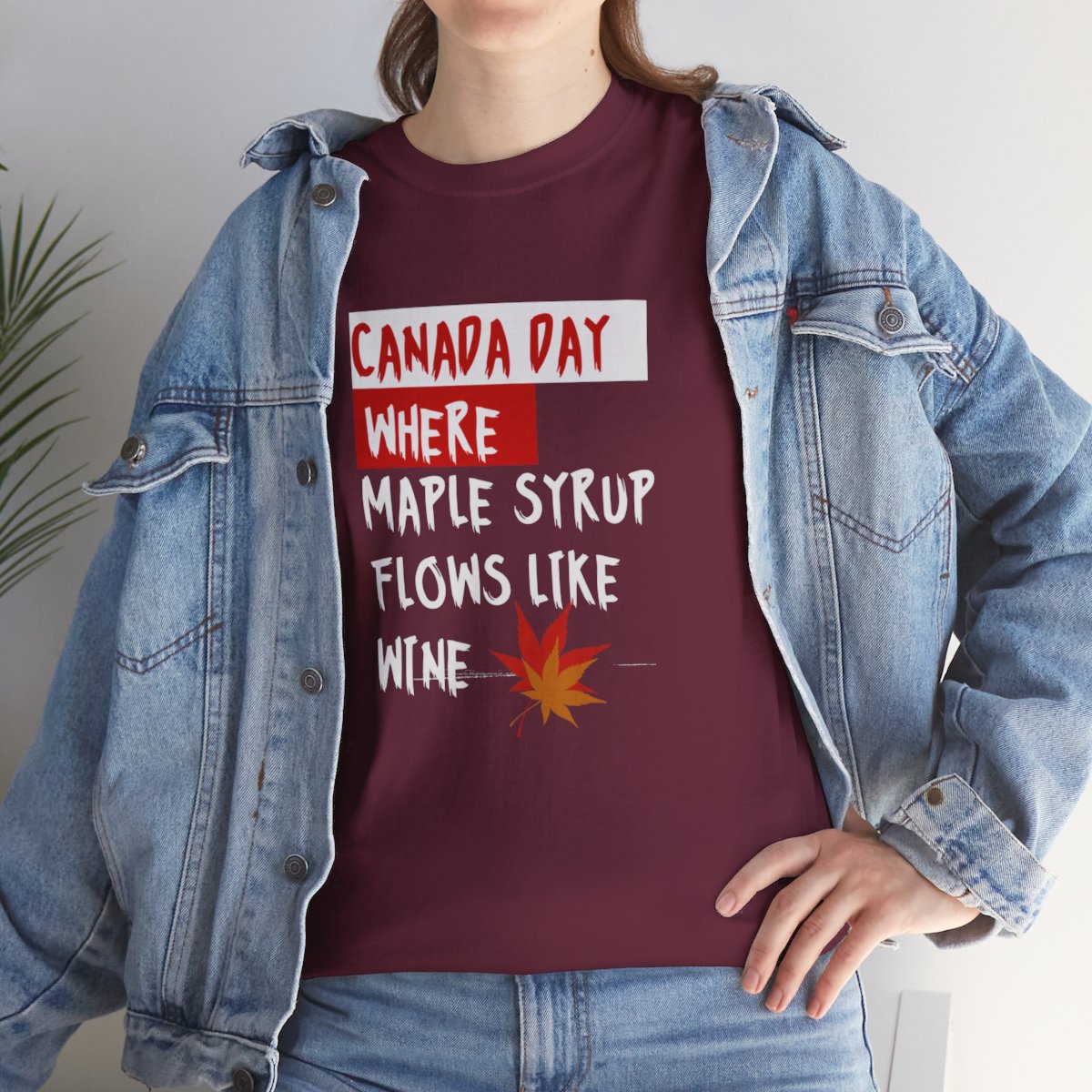 Canada Day: Where Maple Syrup Flows Like Wine: Unisex Heavy Cotton Tee - Image 77