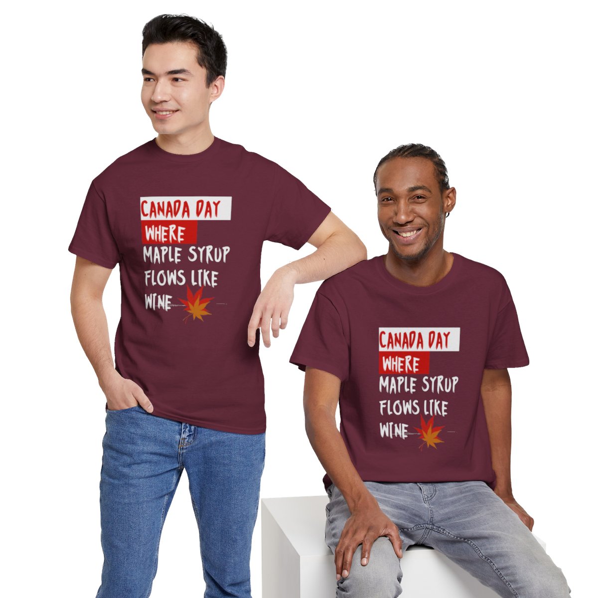 Canada Day: Where Maple Syrup Flows Like Wine: Unisex Heavy Cotton Tee - Image 80