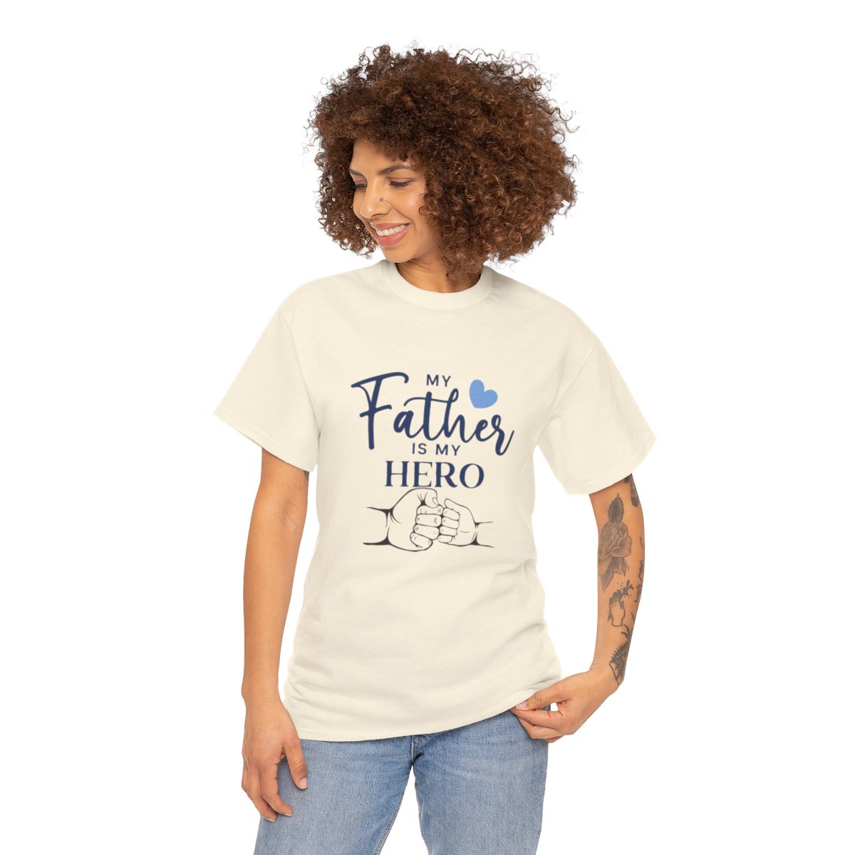 My father is my hero: Unisex Heavy Cotton Tee - Image 120