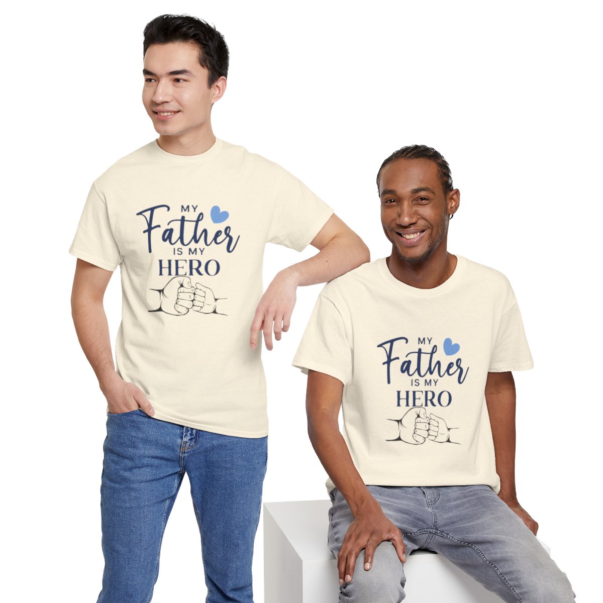 My father is my hero: Unisex Heavy Cotton Tee - Image 134