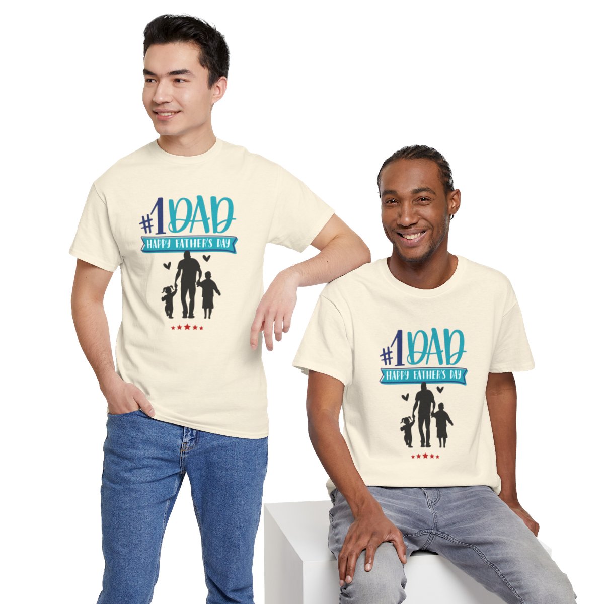 No.1 Dad, Happy Father's Day: Unisex Heavy Cotton Tee 80 No.1 Dad, Happy Father's Day: Unisex Heavy Cotton Tee - Image 80