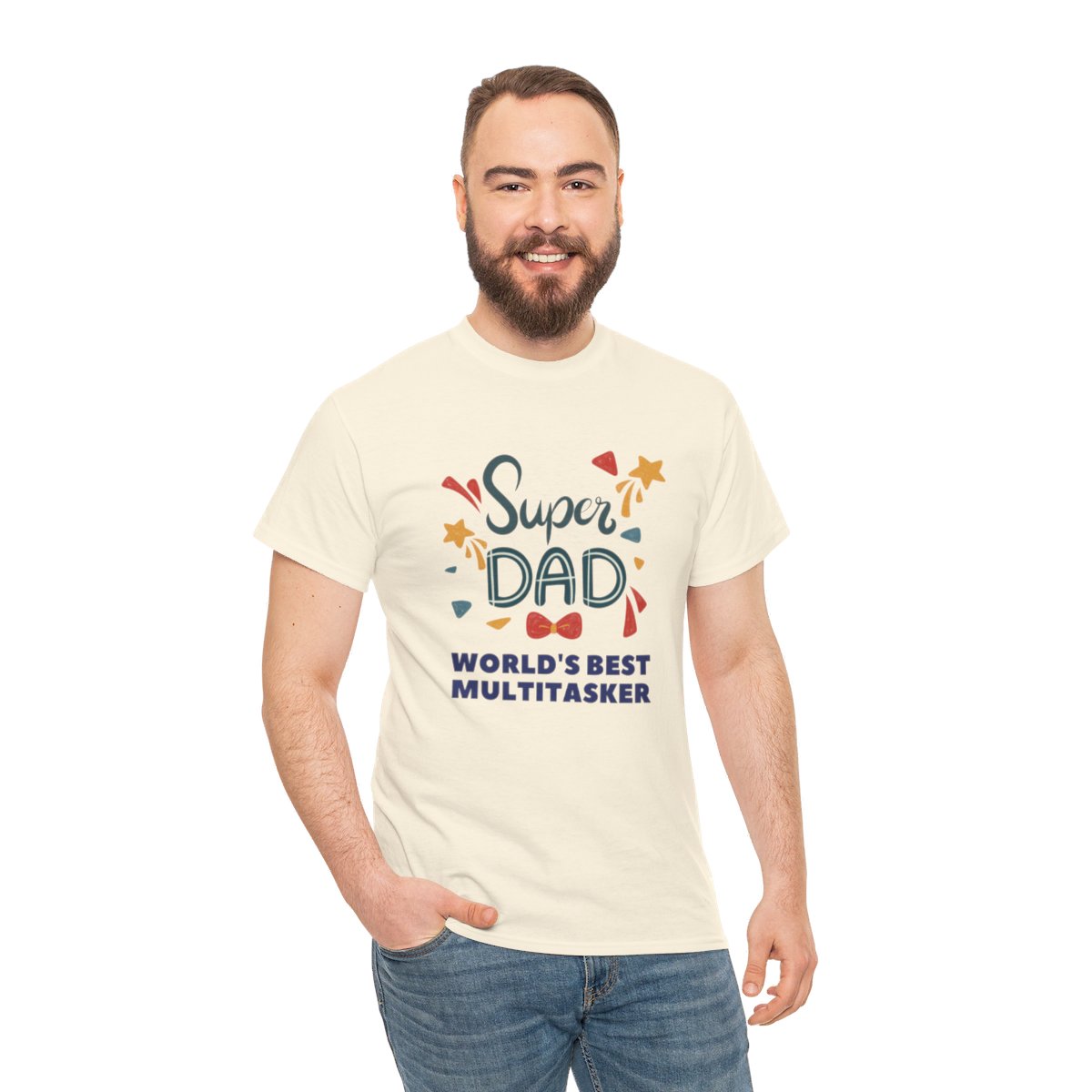 Super-dad: World's Best Multitasker: Unisex Heavy Cotton Tee - Image 94