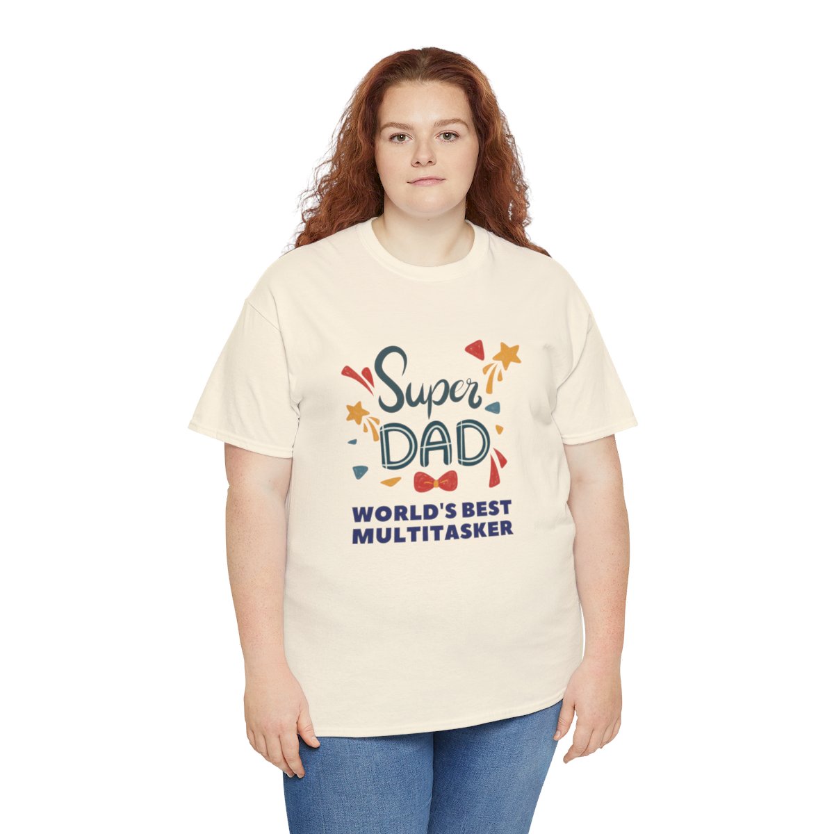 Super-dad: World's Best Multitasker: Unisex Heavy Cotton Tee - Image 96