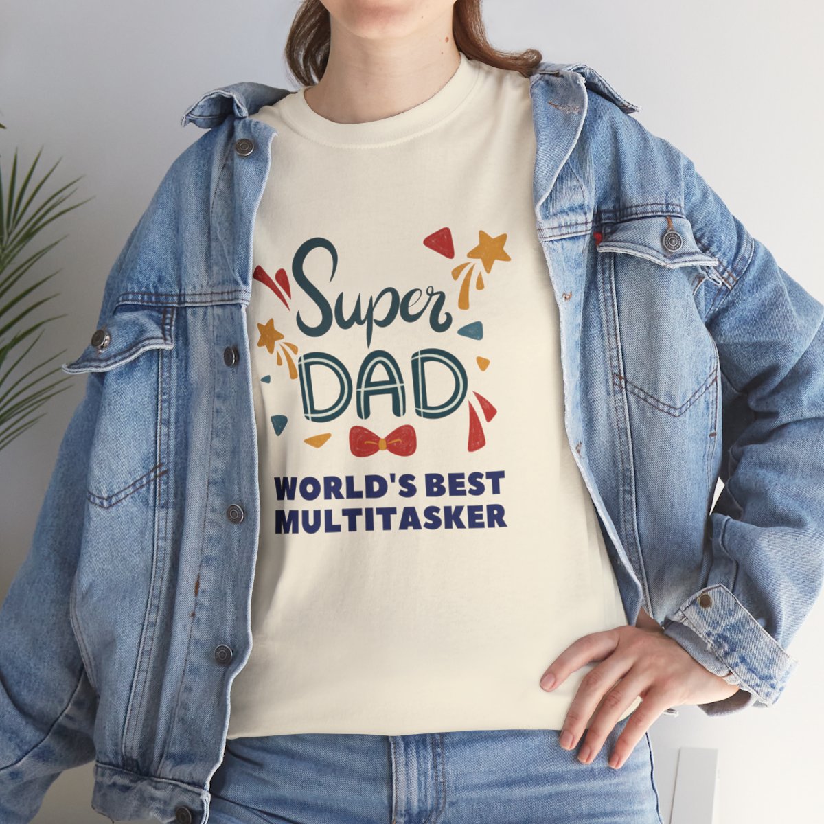Super-dad: World's Best Multitasker: Unisex Heavy Cotton Tee - Image 104