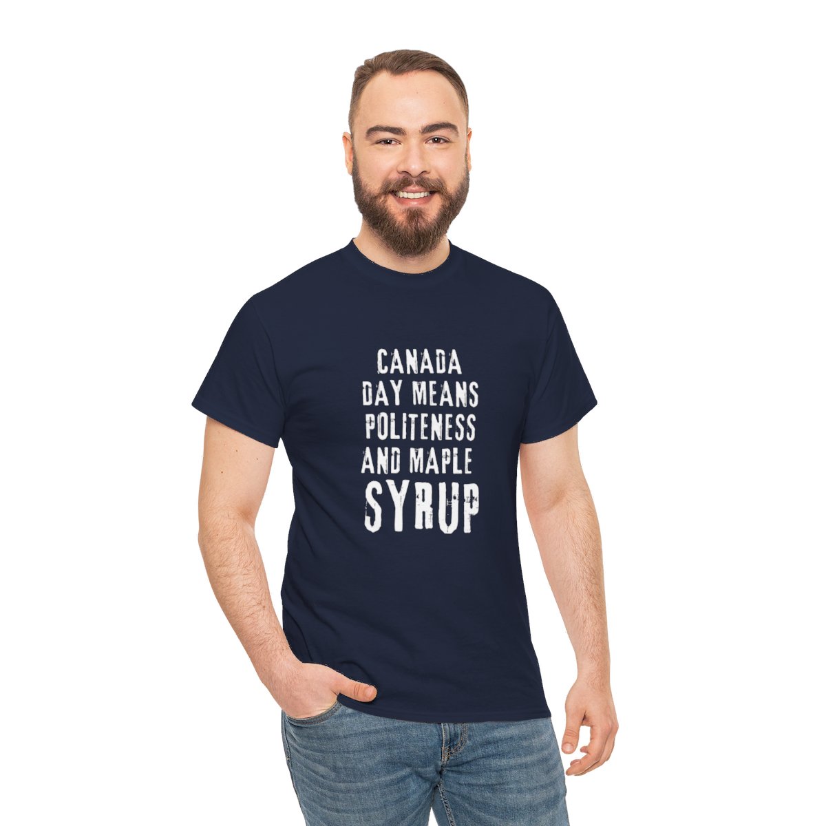 Canada Day Means Politeness & Maple Syrup: Unisex Heavy Cotton Tee 202 Canada Day Means Politeness & Maple Syrup: Unisex Heavy Cotton Tee - Image 202