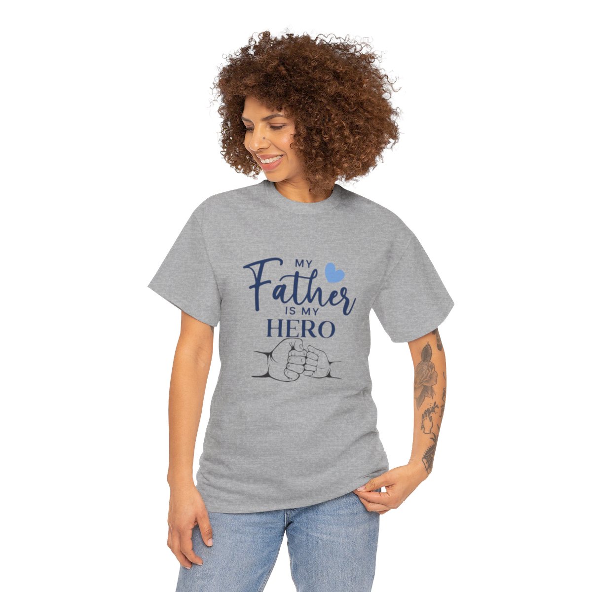 My father is my hero: Unisex Heavy Cotton Tee - Image 93