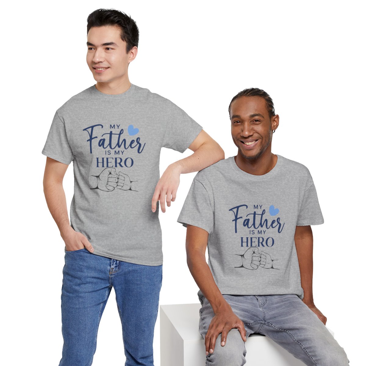 My father is my hero: Unisex Heavy Cotton Tee - Image 107