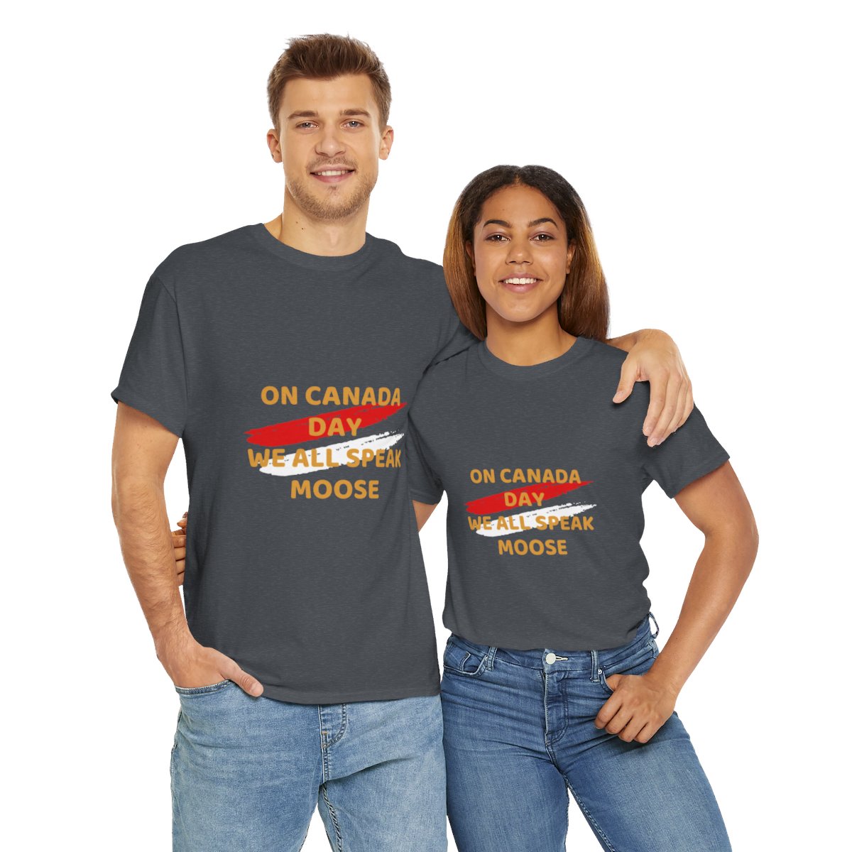 On Canada Day: We All Speak Moose: Unisex Heavy Cotton Tee - Image 105
