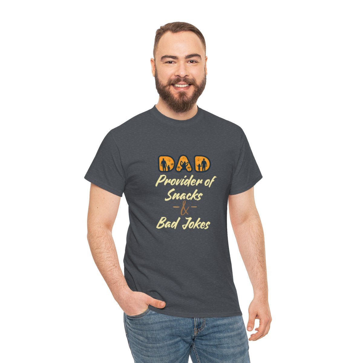 Dad: Provider of Snacks & Bad Jokes: Unisex Heavy Cotton Tee - Image 94
