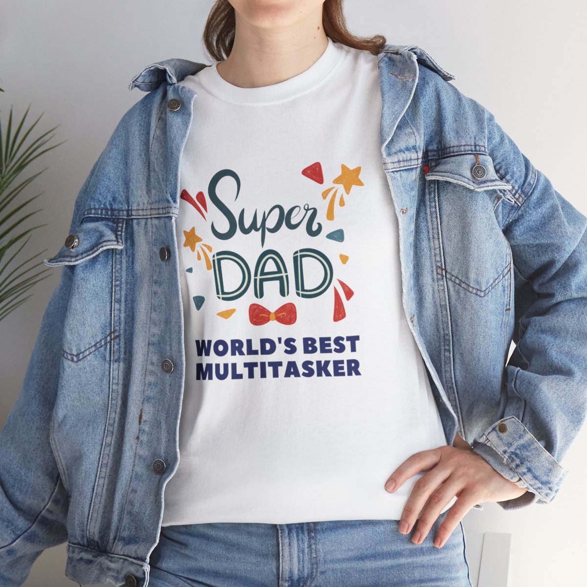 Super-dad: World's Best Multitasker: Unisex Heavy Cotton Tee - Image 50
