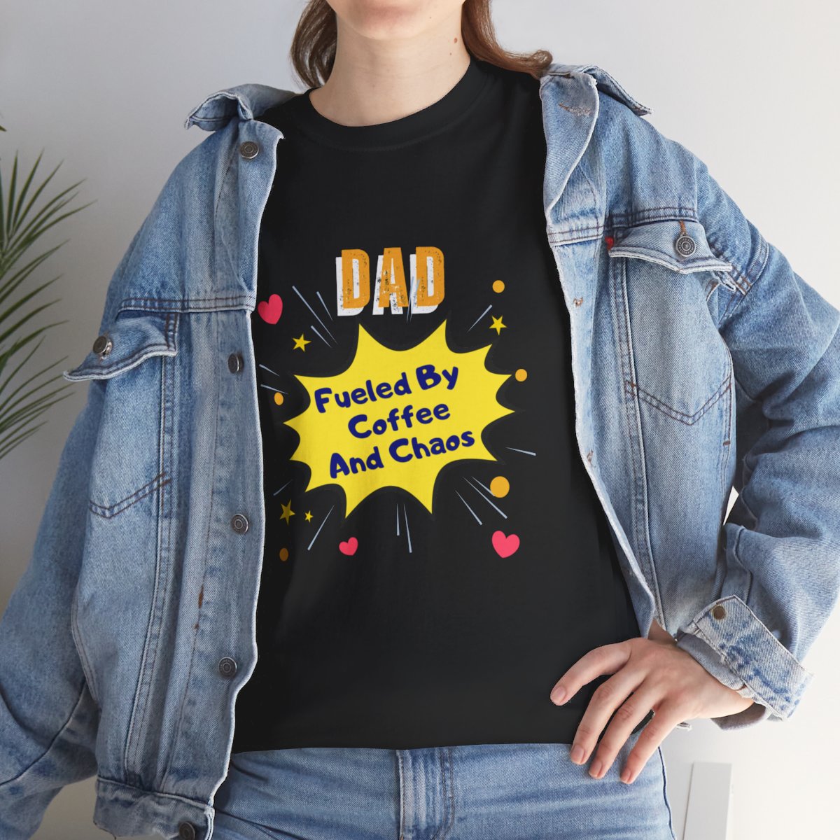 Dad: Fueled by Coffee & Choas: Unisex Heavy Cotton Tee - Image 50