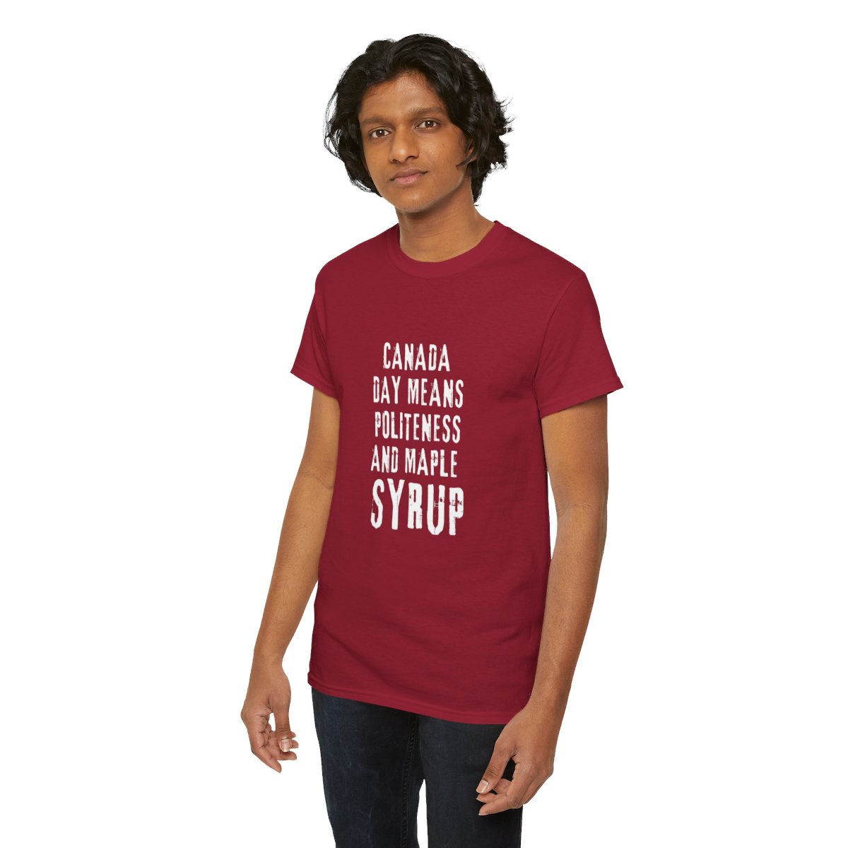 Canada Day Means Politeness & Maple Syrup: Unisex Heavy Cotton Tee 235 Canada Day Means Politeness & Maple Syrup: Unisex Heavy Cotton Tee - Image 235