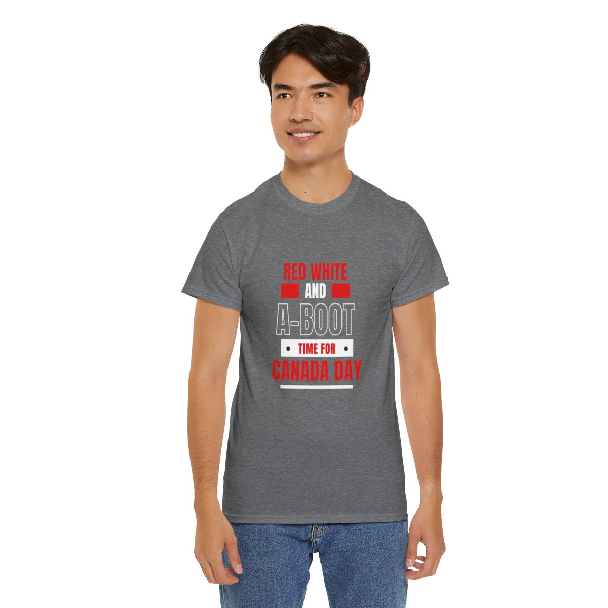 Red White And A-Boot Time for Canada Day: Unisex Heavy Cotton Tee - Image 102