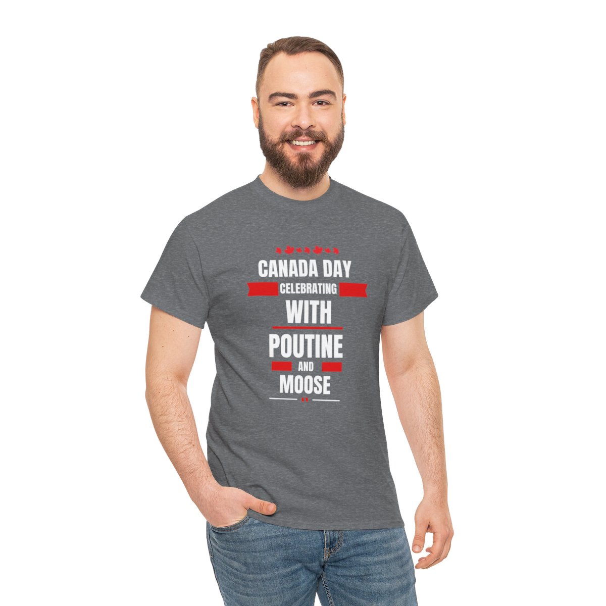 Canada Day: Celebrating With Poutine & Moose: Unisex Heavy Cotton Tee - Image 13