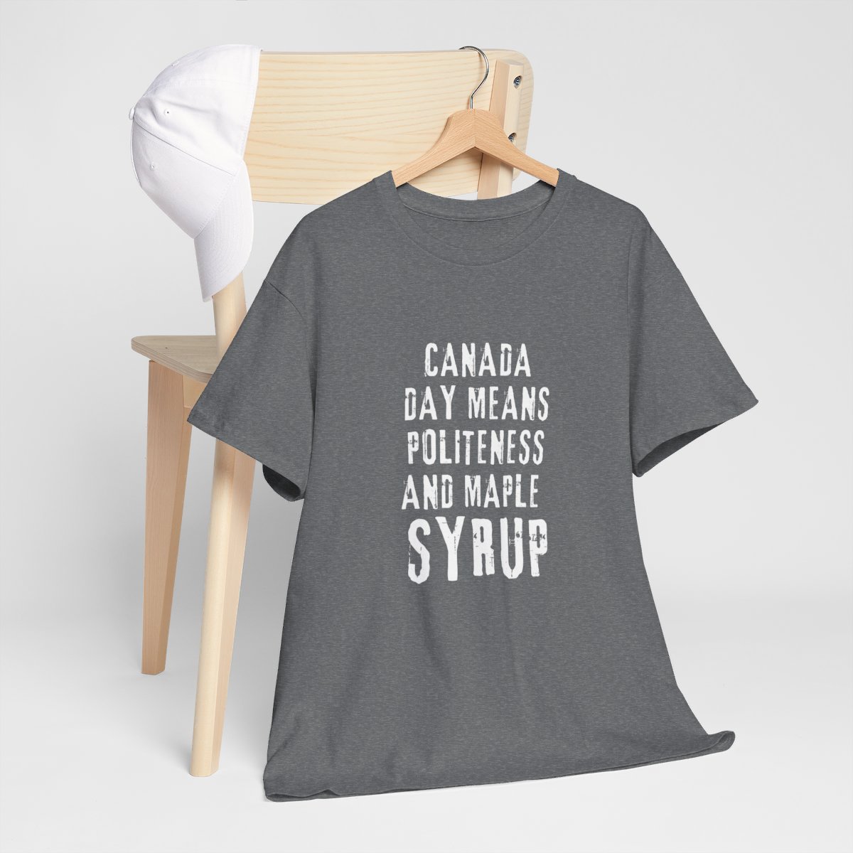 Canada Day Means Politeness & Maple Syrup: Unisex Heavy Cotton Tee 109 Canada Day Means Politeness & Maple Syrup: Unisex Heavy Cotton Tee - Image 109