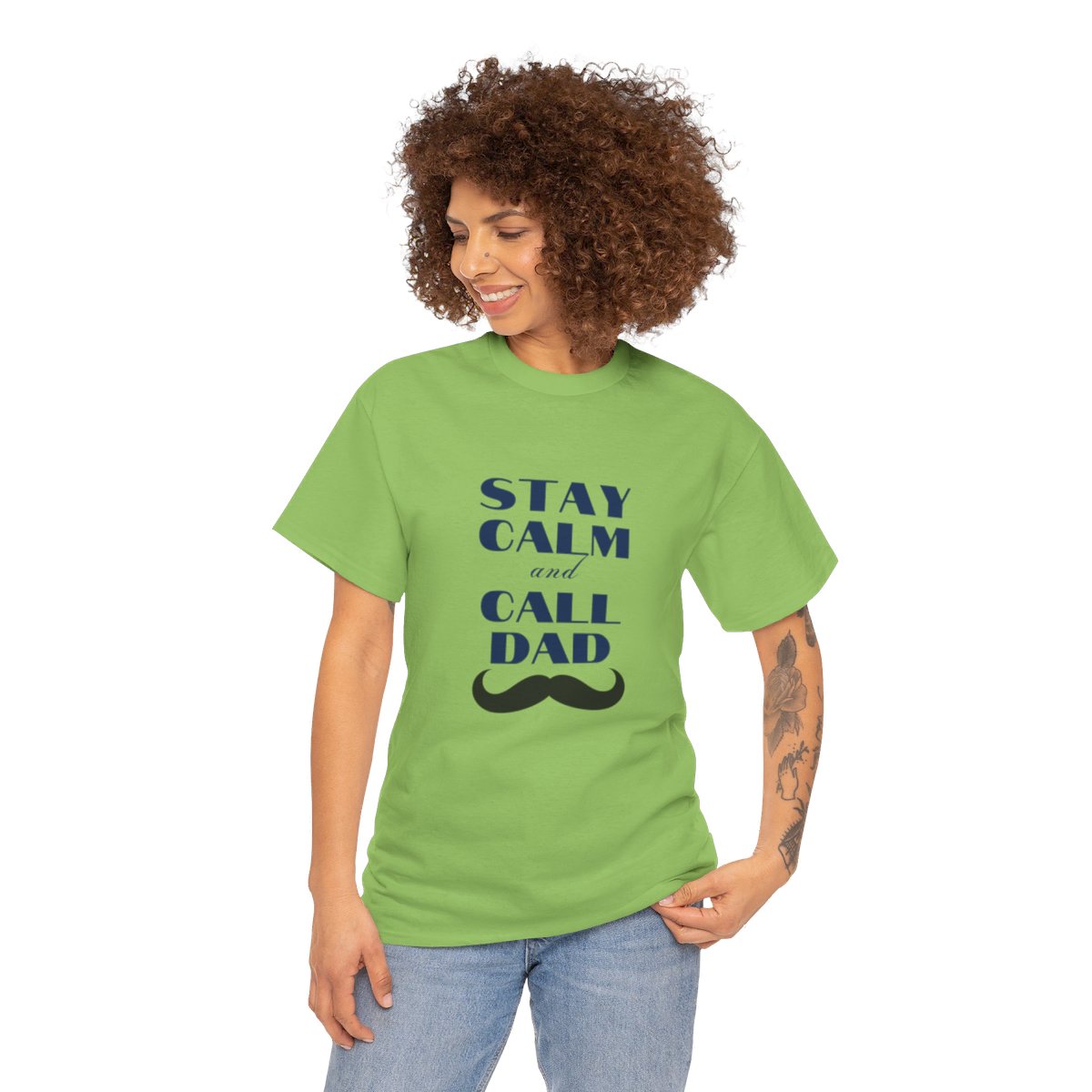 Stay Calm & Call Dad: Unisex Heavy Cotton Tee 136 Stay Calm & Call Dad: Unisex Heavy Cotton Tee - Image 136