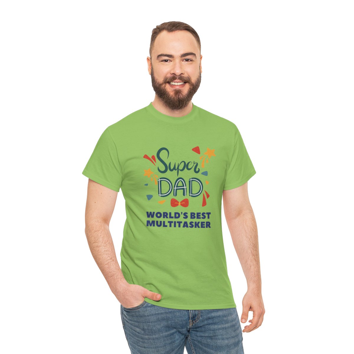 Super-dad: World's Best Multitasker: Unisex Heavy Cotton Tee - Image 121