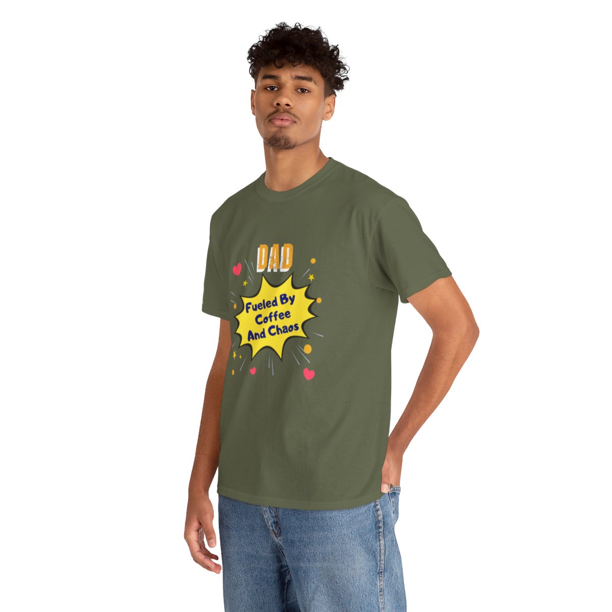 Dad: Fueled by Coffee & Choas: Unisex Heavy Cotton Tee - Image 95