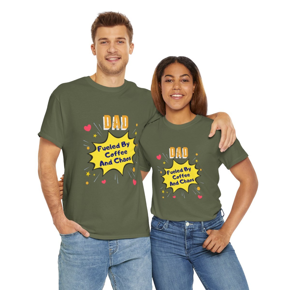 Dad: Fueled by Coffee & Choas: Unisex Heavy Cotton Tee - Image 105