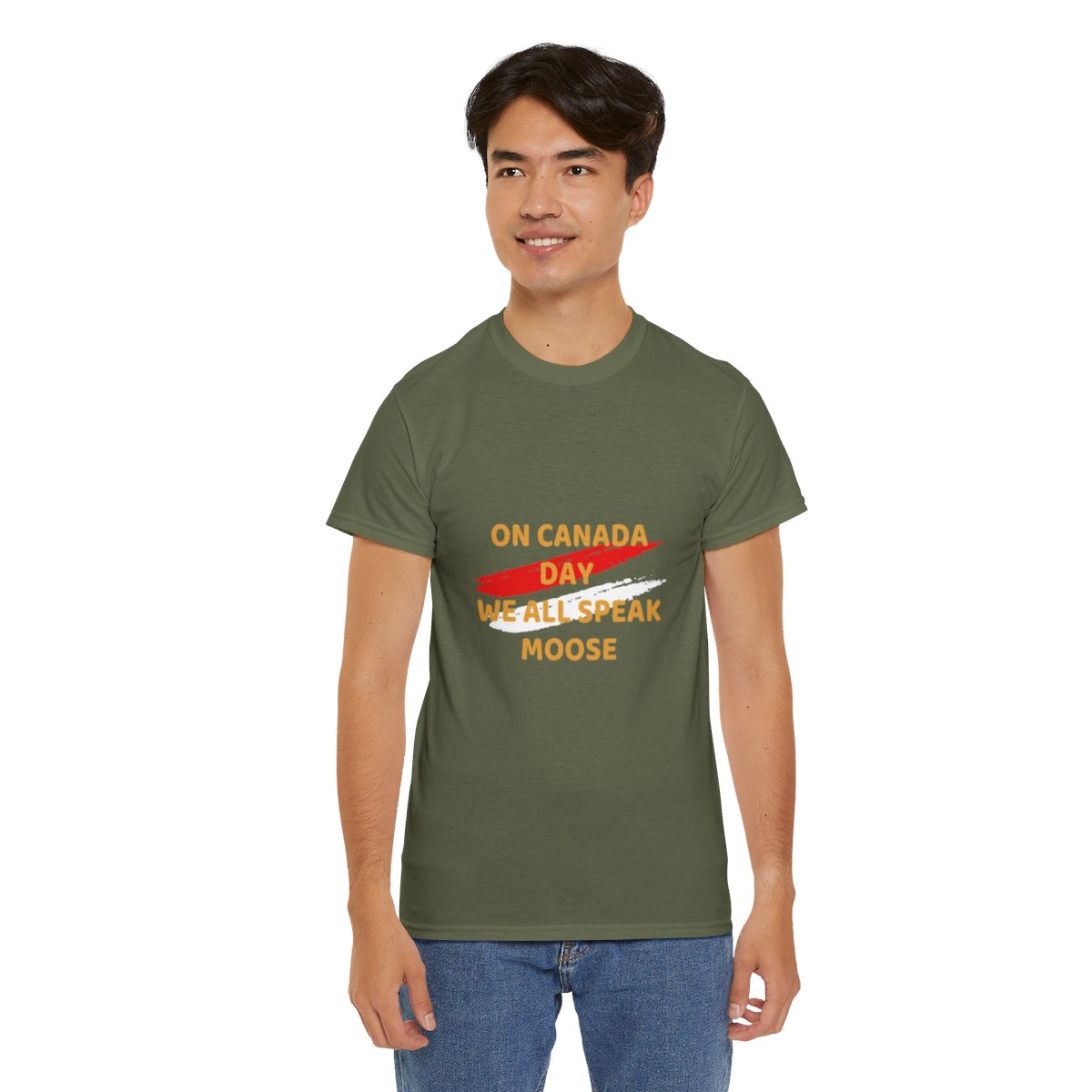 On Canada Day: We All Speak Moose: Unisex Heavy Cotton Tee - Image 48