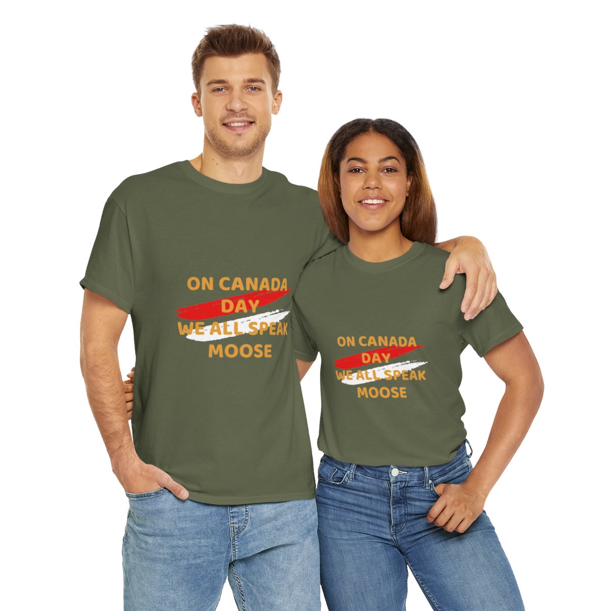 On Canada Day: We All Speak Moose: Unisex Heavy Cotton Tee - Image 51