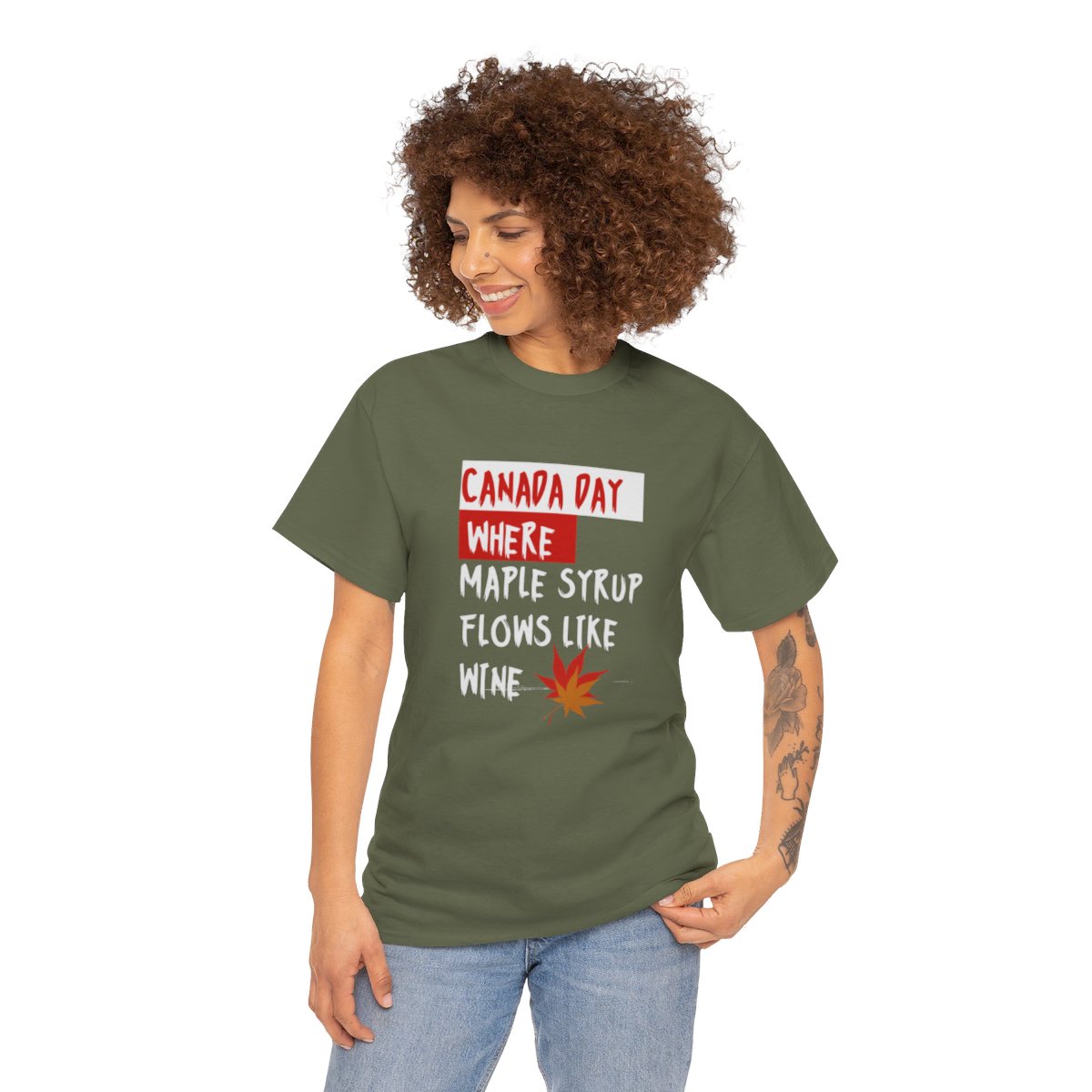 Canada Day: Where Maple Syrup Flows Like Wine: Unisex Heavy Cotton Tee - Image 119