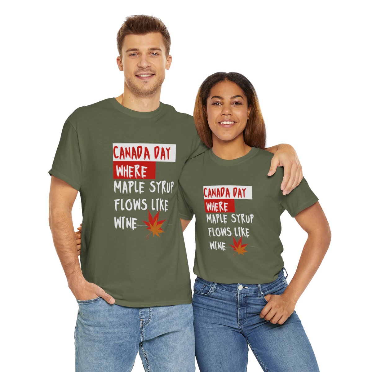 Canada Day: Where Maple Syrup Flows Like Wine: Unisex Heavy Cotton Tee - Image 132