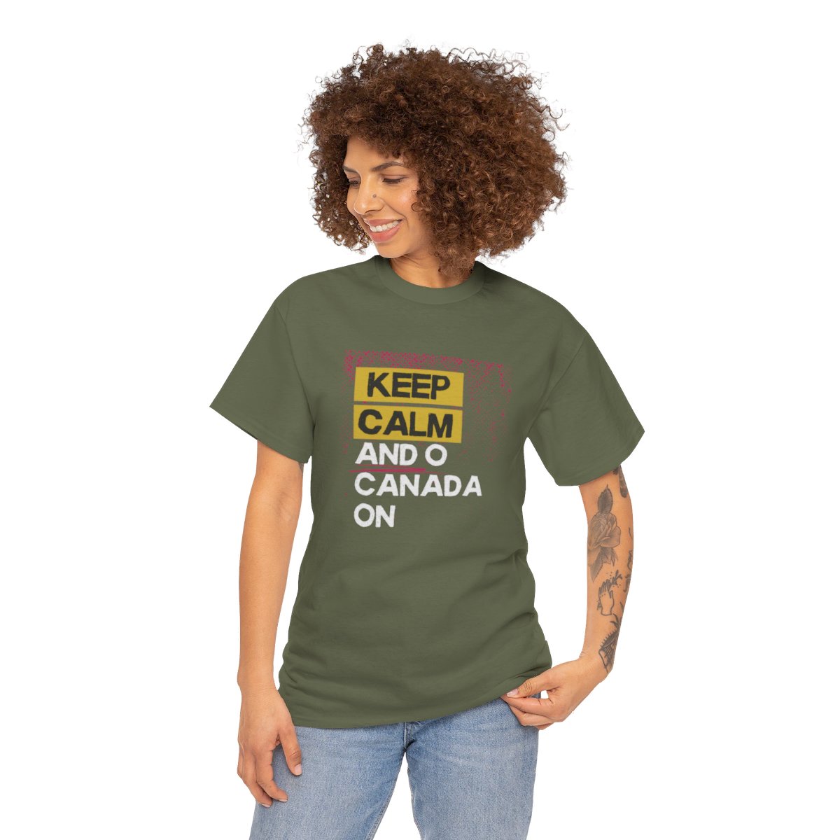Keep Calm & O Canada On: Unisex Heavy Cotton Tee - Image 120