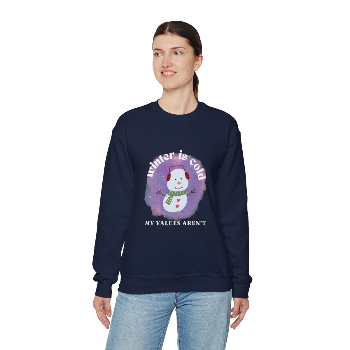 Winter is cold, my values aren't - Unisex Heavy Blend™ Crewneck Sweatshirt - Image 9