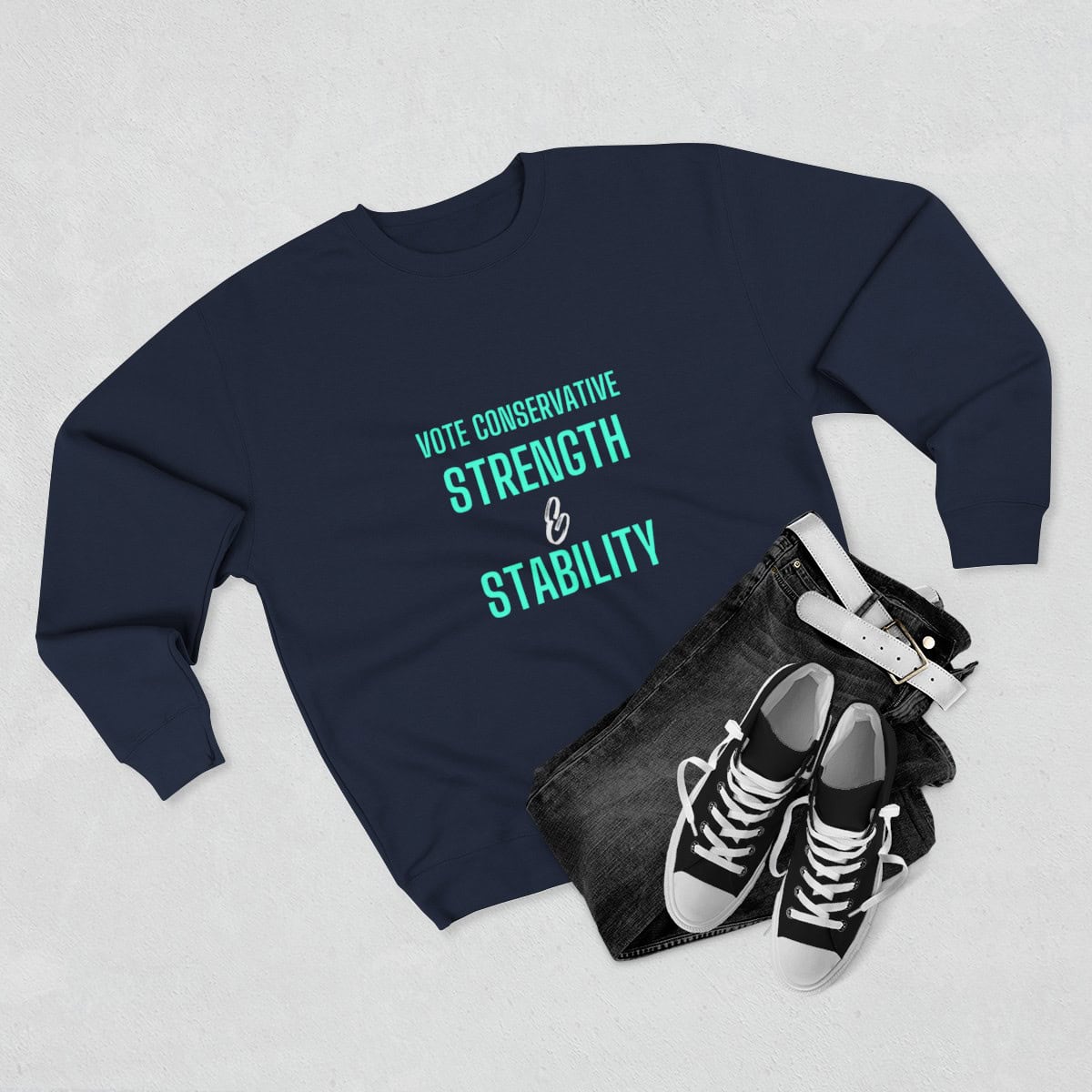 Vote Conservative, Strength & Stability - Unisex Crewneck Sweatshirt 3 Vote Conservative, Strength & Stability - Unisex Crewneck Sweatshirt - Image 3