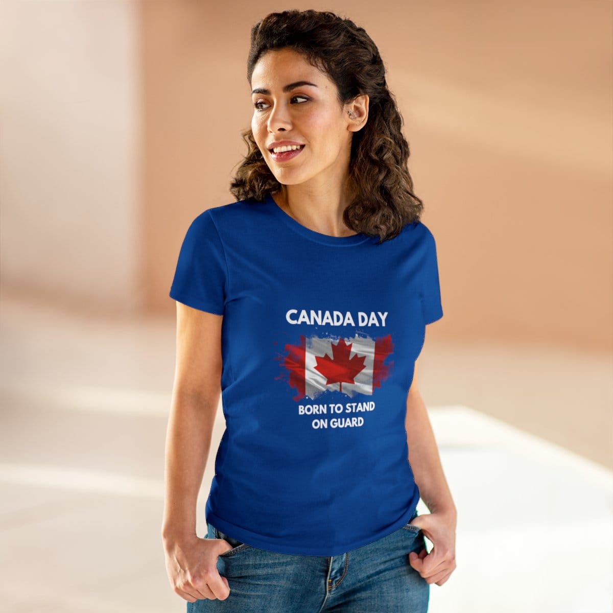 Canada Day, Born to Stand on Guard: Women's Midweight Cotton Tee 16 Canada Day, Born to Stand on Guard: Women's Midweight Cotton Tee - Image 16